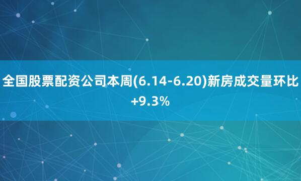 全国股票配资公司本周(6.14-6.20)新房成交量环比+9.3%